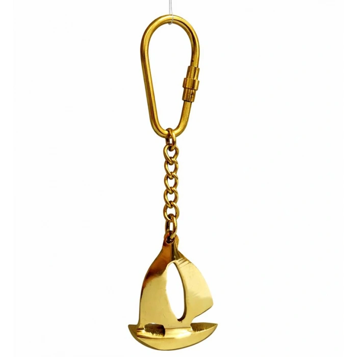 Zarif Yelkenli Tasarım Pirinç Anahtarlık