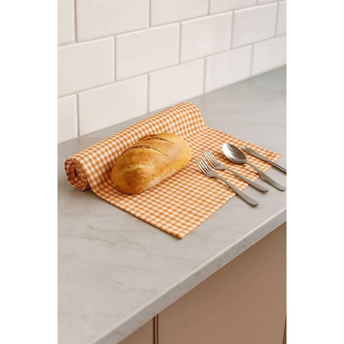 Zefir Desen Sofra Bezi Masa Örtüsü 170 x 170 Cm Turuncu