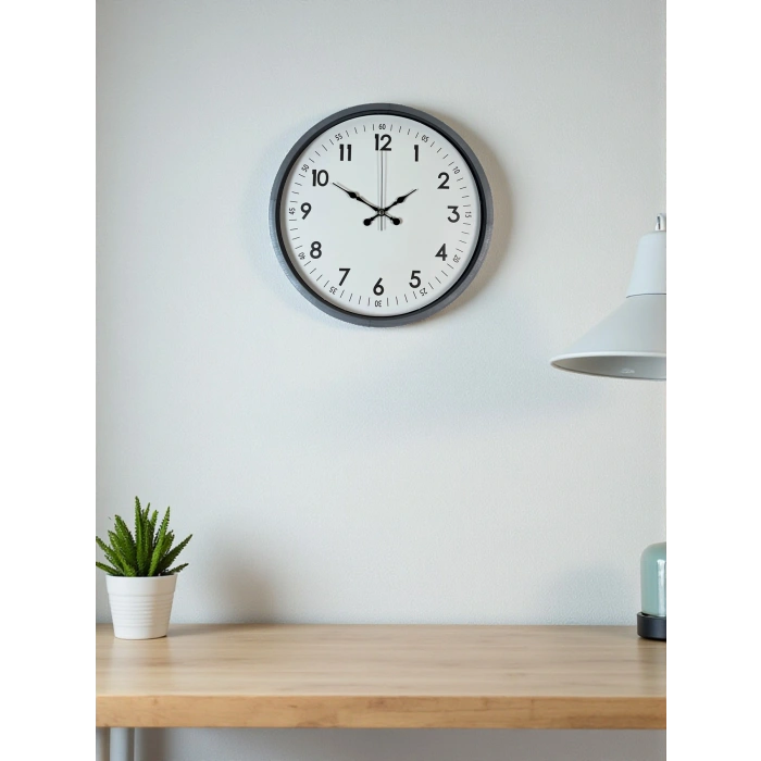 Zentime 36 Cm Gri Dekoratif Duvar Saati