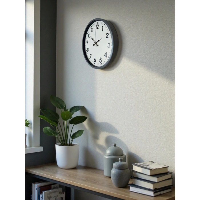 Zentime 36 Cm Gri Dekoratif Duvar Saati