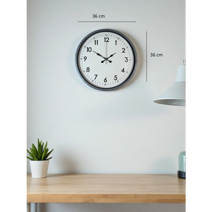 Zentime 36 Cm Gri Dekoratif Duvar Saati