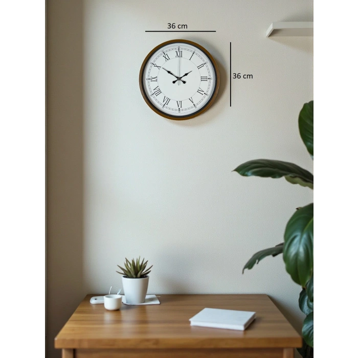 Zentime 36 Cm Kahverengi Dekoratif Duvar Saati