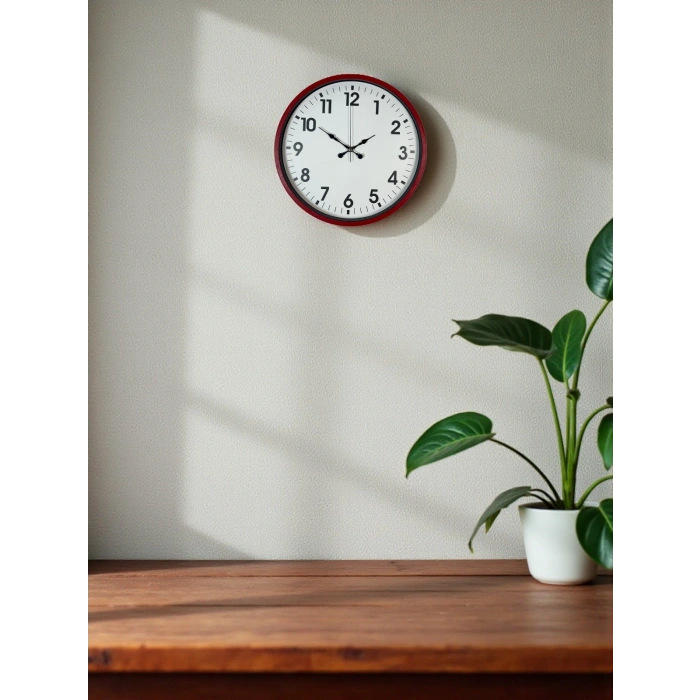 Zentime 36 Cm Red Decorative Wall Clock