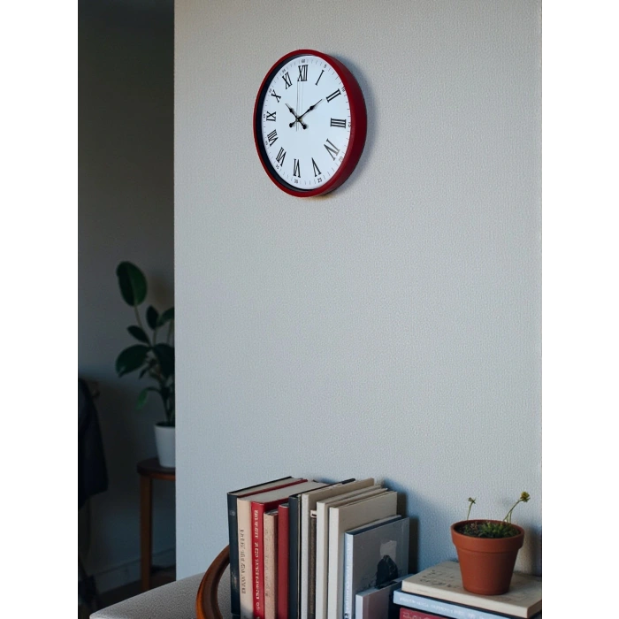 Zentime 36 Cm Kırmızı Dekoratif Duvar Saati