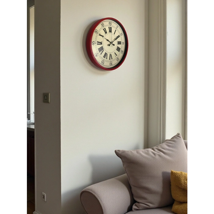 Zentime 36 Cm Kırmızı Dekoratif Duvar Saati