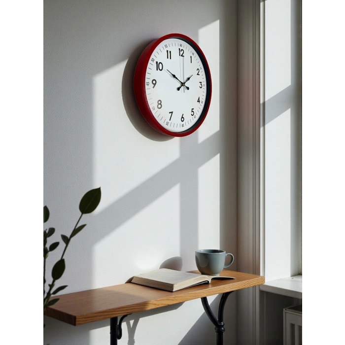 Zentime 36 Cm Kırmızı Dekoratif Duvar Saati