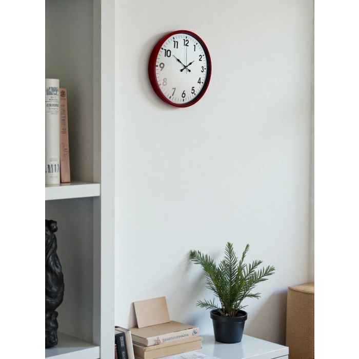 Zentime 36 Cm Red Decorative Wall Clock