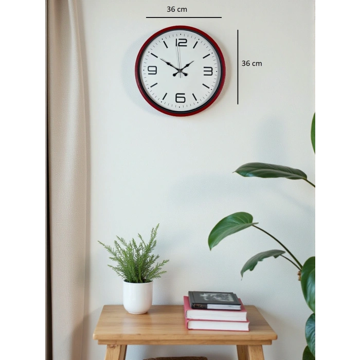 Zentime 36 Cm Kırmızı Dekoratif Duvar Saati