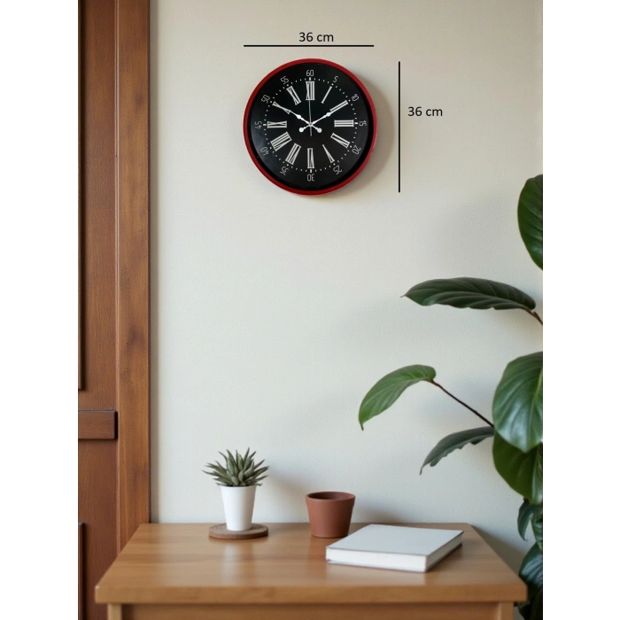 Zentime 36 Cm Kırmızı Dekoratif Duvar Saati