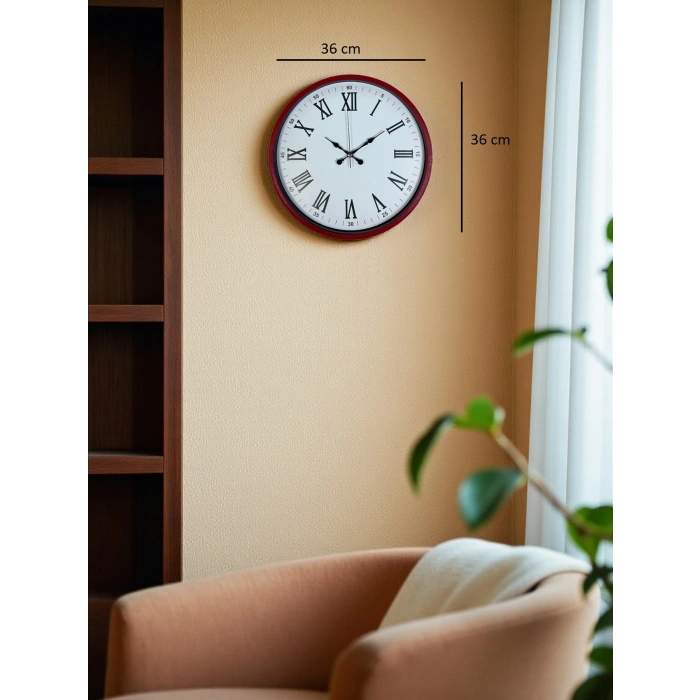 Zentime 36 Cm Kırmızı Dekoratif Duvar Saati