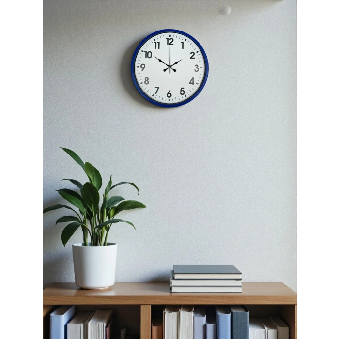 Zentime 36 Cm Navy Blue Decorative Wall Clock