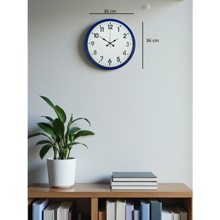 Zentime 36 Cm Navy Blue Decorative Wall Clock