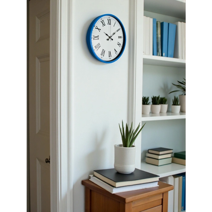 Zentime 36 Cm Mavi Dekoratif Duvar Saati