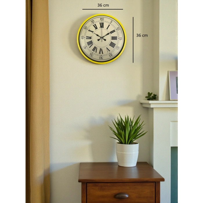 Zentime 36 Cm Sarı Dekoratif Duvar Saati