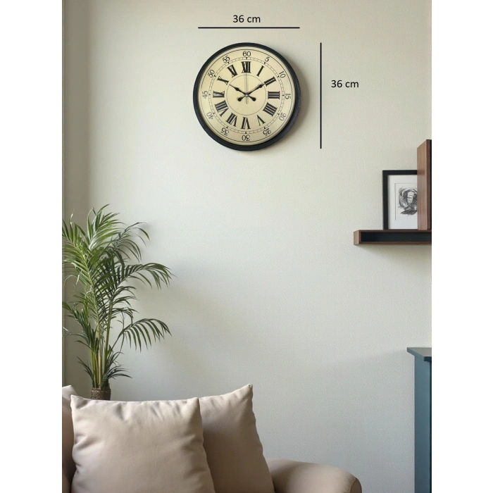 Zentime 36 Cm Siyah Dekoratif Duvar Saati