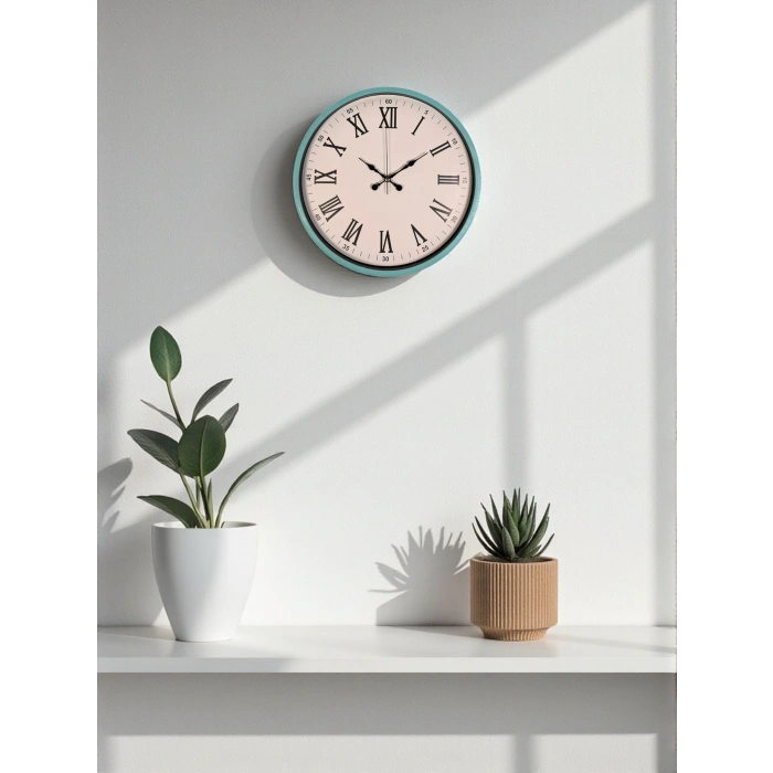 Zentime 36 Cm Turkuaz Dekoratif Duvar Saati