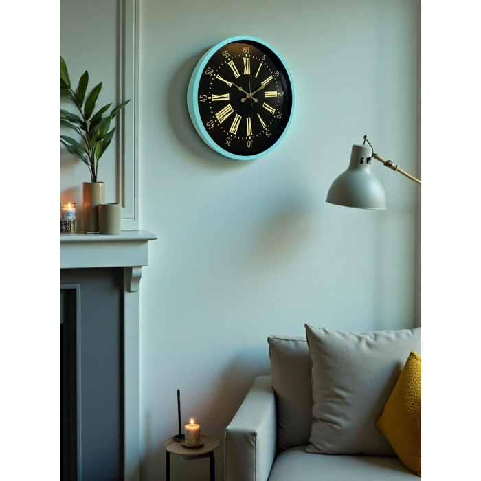 Zentime 36 Cm Turkuaz Dekoratif Duvar Saati