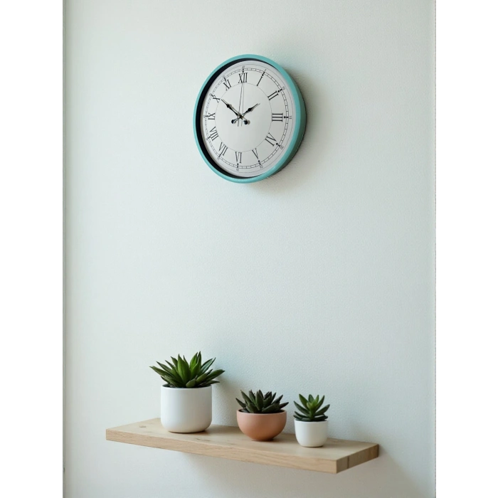 Zentime 36 Cm Turkuaz Dekoratif Duvar Saati