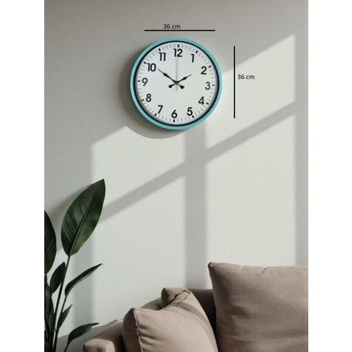 Zentime 36 Cm Turquoise Decorative Wall Clock