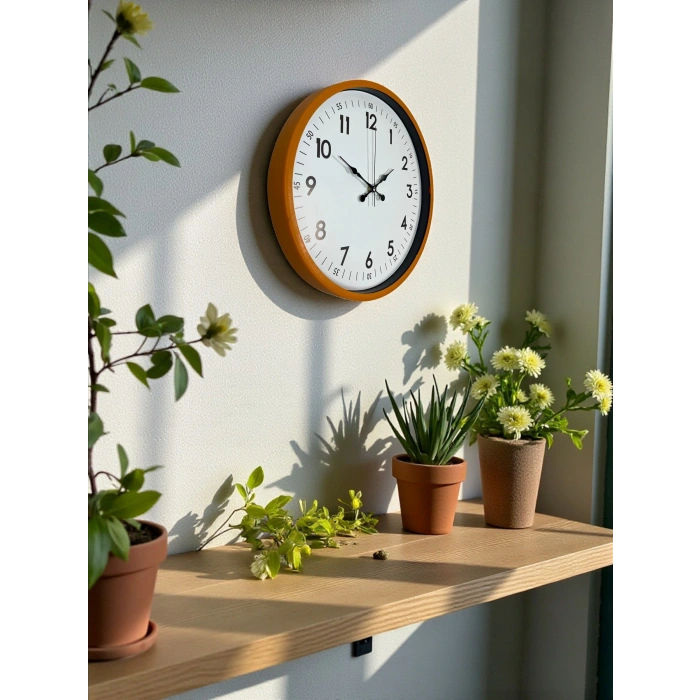 Zentime 36 Cm Turuncu Dekoratif Duvar Saati