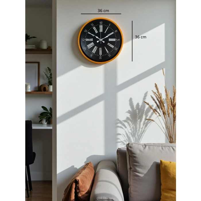 Zentime 36 Cm Turuncu Dekoratif Duvar Saati