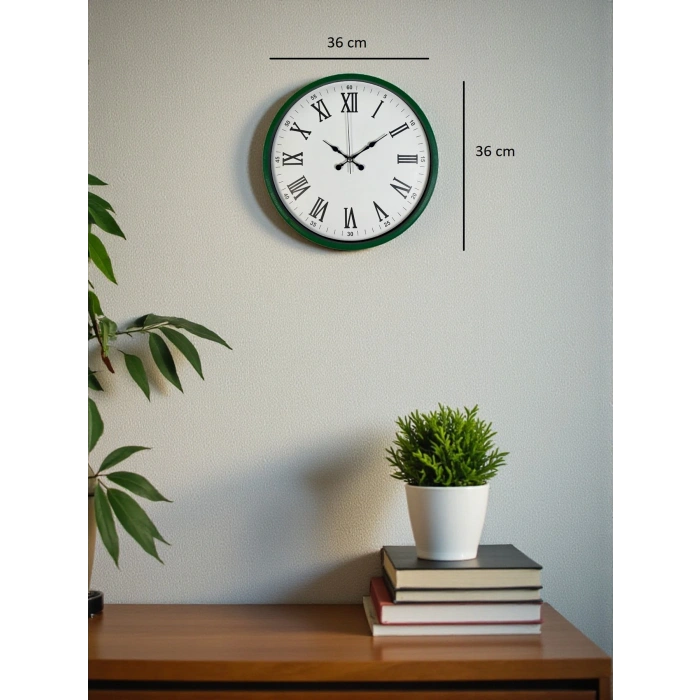 Zentime 36 Cm Yeşil Dekoratif Duvar Saati