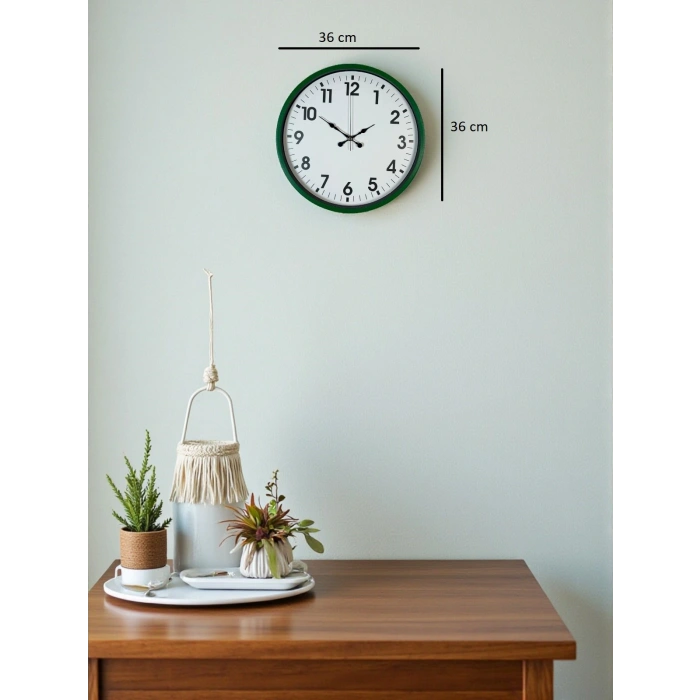 Zentime 36 Cm Yeşil Dekoratif Duvar Saati
