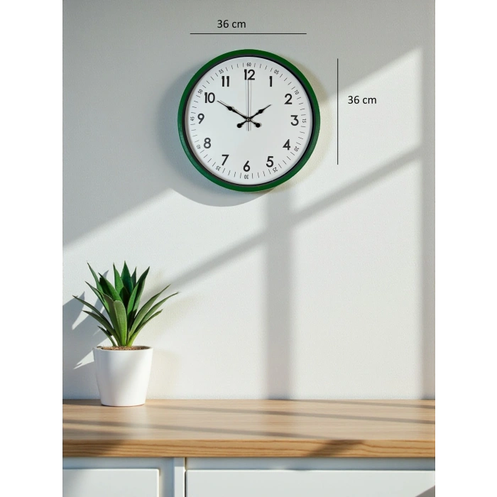 Zentime 36 Cm Yeşil Dekoratif Duvar Saati