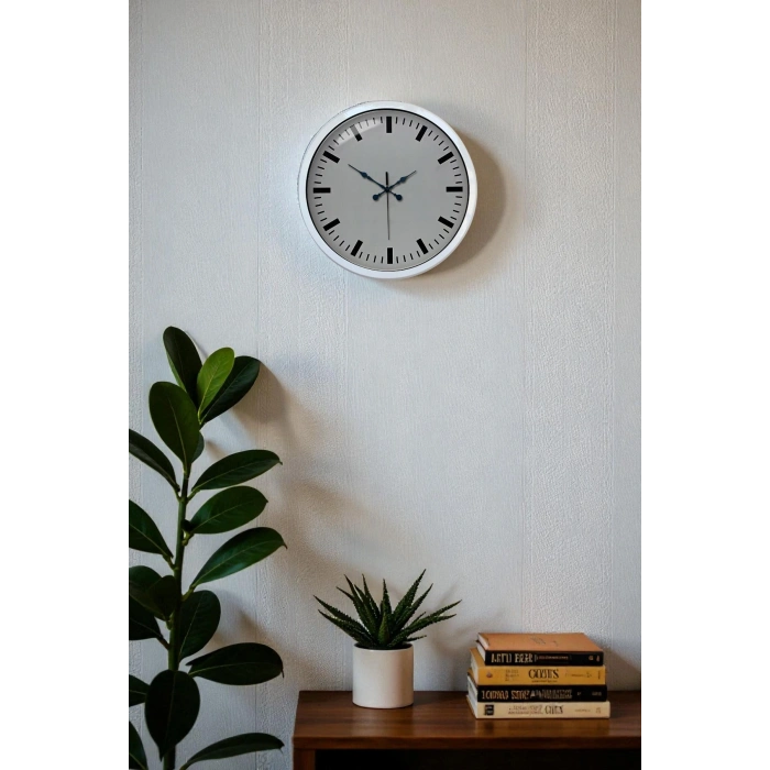 Zentime 40 Cm Beyaz Klasik Duvar Saati