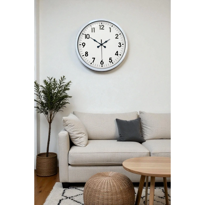 Zentime 40 Cm Beyaz Klasik Duvar Saati