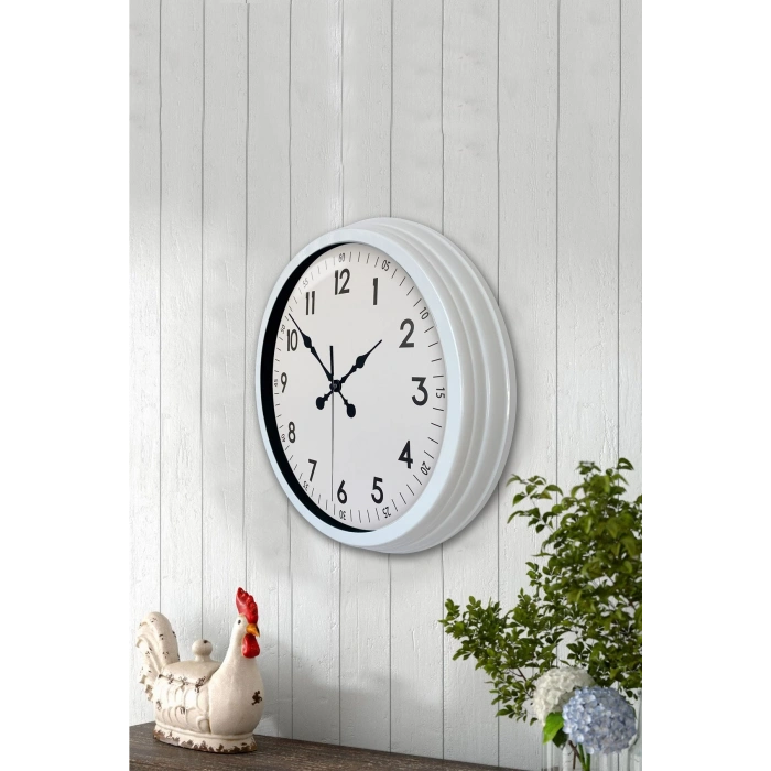Zentime 40 Cm White Classic Wall Clock