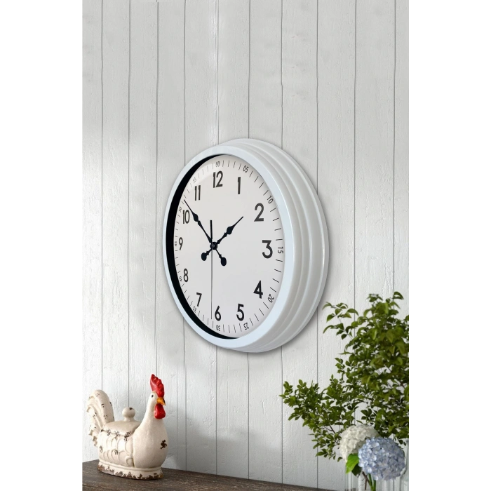Zentime 40 Cm Beyaz Klasik Duvar Saati