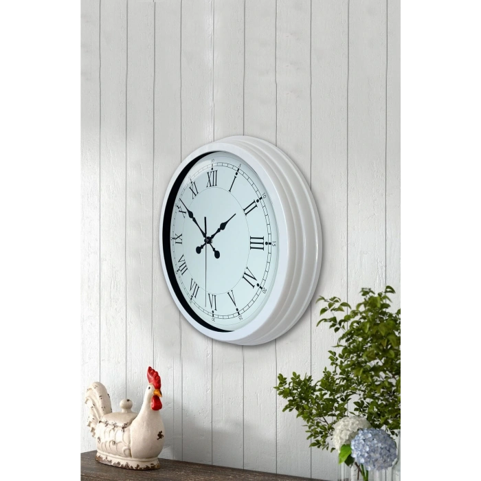 Zentime 40 Cm Beyaz Klasik Duvar Saati