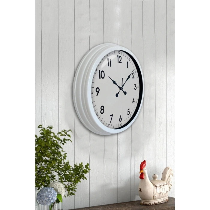 Zentime 40 Cm Beyaz Klasik Duvar Saati