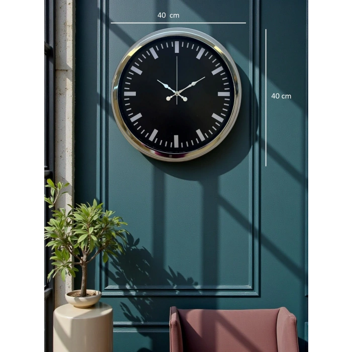 Zentime 40 Cm Krom Şık Duvar Saati