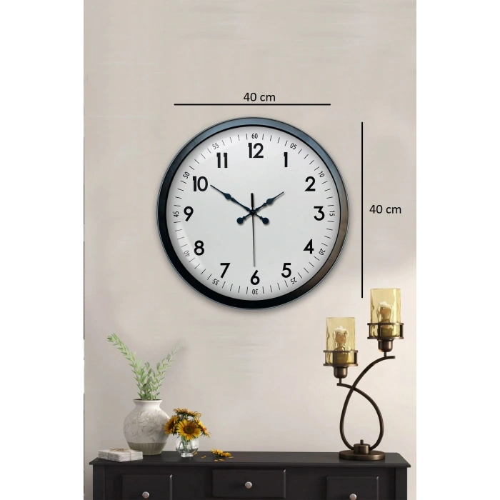 Zentime 40 Cm Siyah Şık Duvar Saati