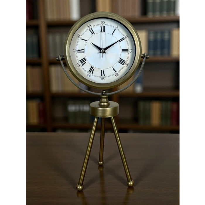 Zentime Eskitme Vintage Üç Ayaklı Masa Saati
