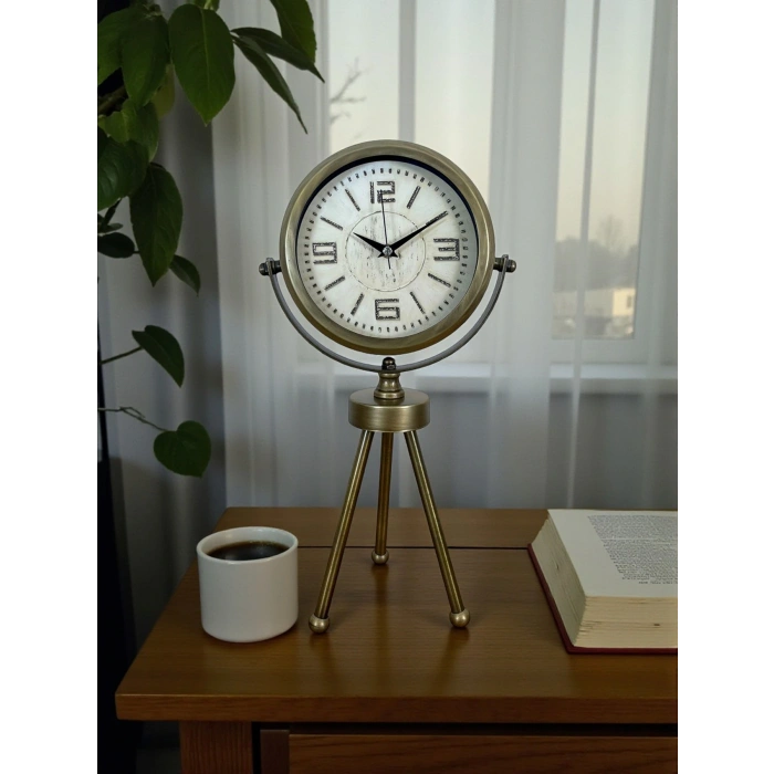 Zentime Eskitme Vintage Üç Ayaklı Masa Saati