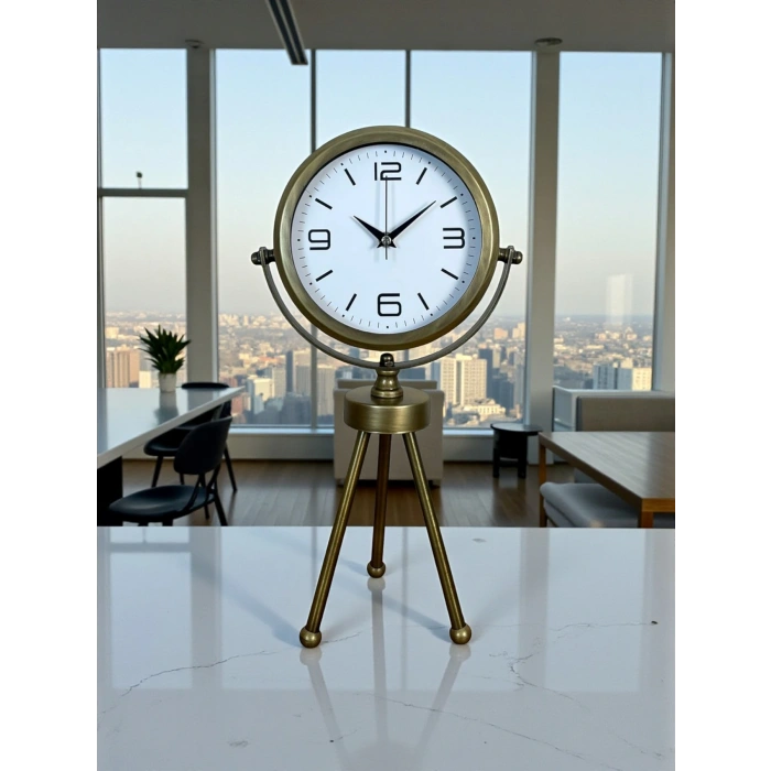 Zentime Eskitme Vintage Üç Ayaklı Masa Saati