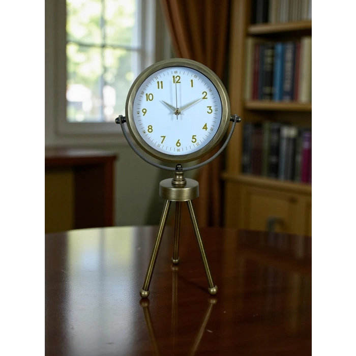 Zentime Eskitme Vintage Üç Ayaklı Masa Saati
