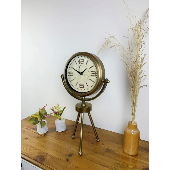 Zentime Eskitme Vintage Üç Ayaklı Masa Saati