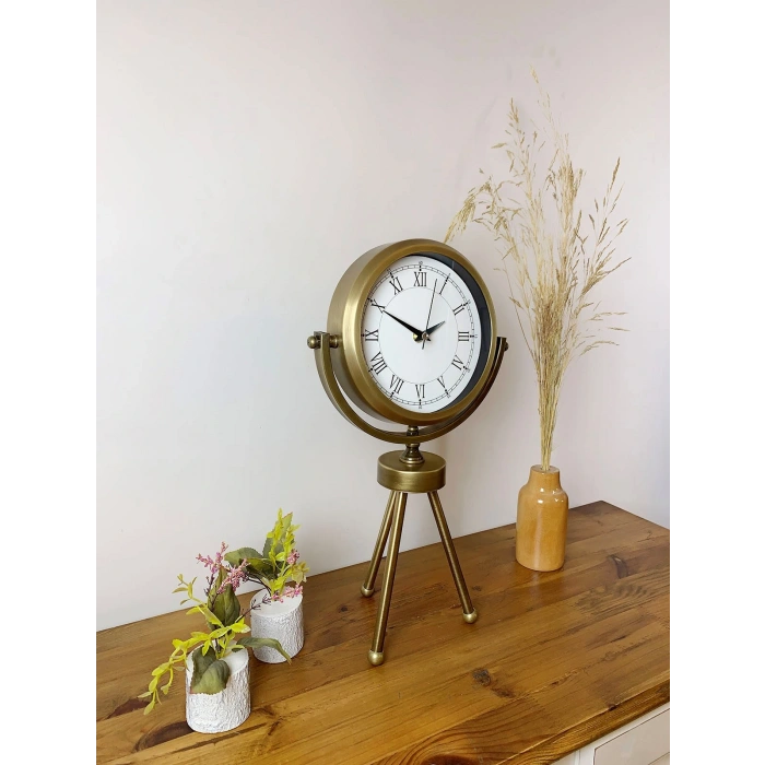 Zentime Eskitme Vintage Üç Ayaklı Masa Saati