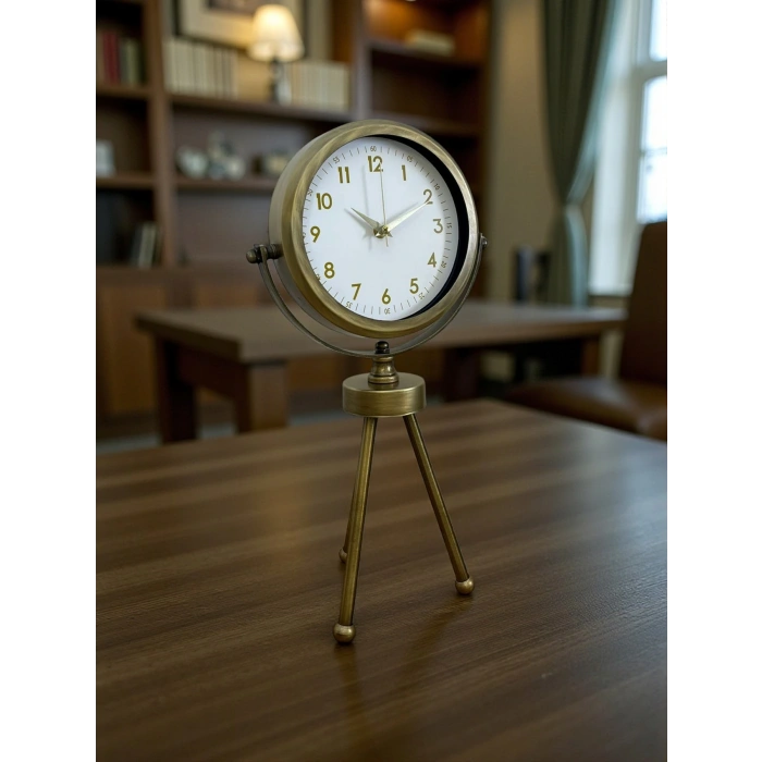 Zentime Eskitme Vintage Üç Ayaklı Masa Saati