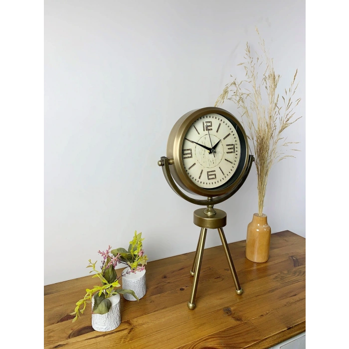 Zentime Eskitme Vintage Üç Ayaklı Masa Saati
