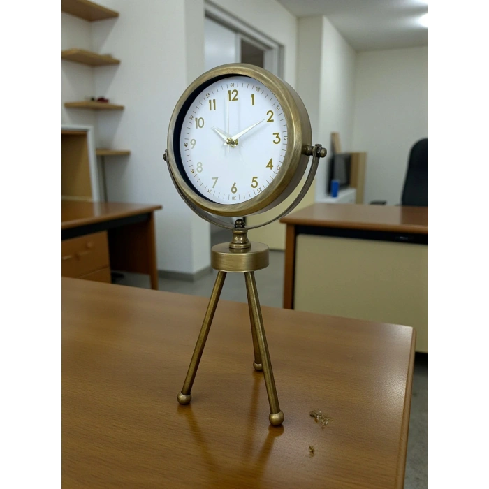 Zentime Eskitme Vintage Üç Ayaklı Masa Saati