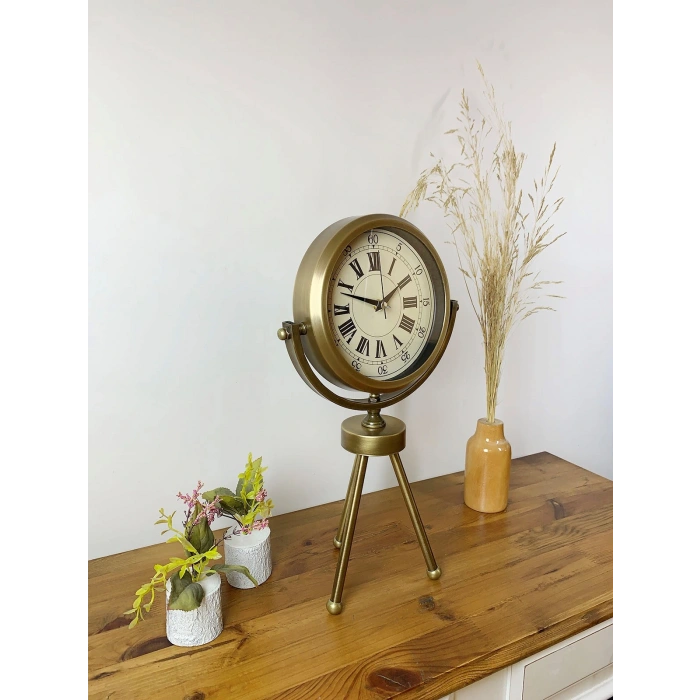 Zentime Eskitme Vintage Üç Ayaklı Masa Saati