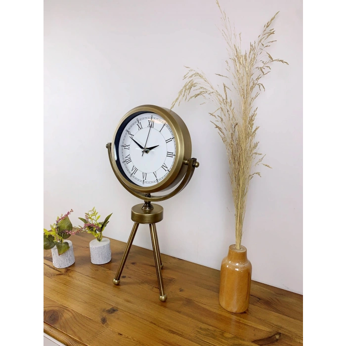 Zentime Eskitme Vintage Üç Ayaklı Masa Saati