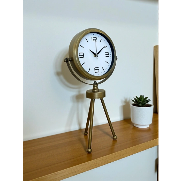 Zentime Eskitme Vintage Üç Ayaklı Masa Saati
