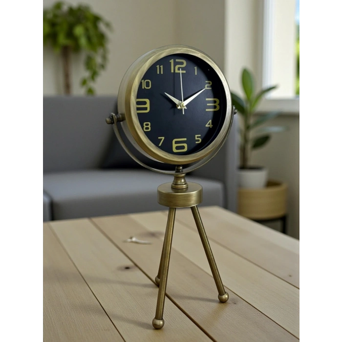 Zentime Eskitme Vintage Üç Ayaklı Masa Saati