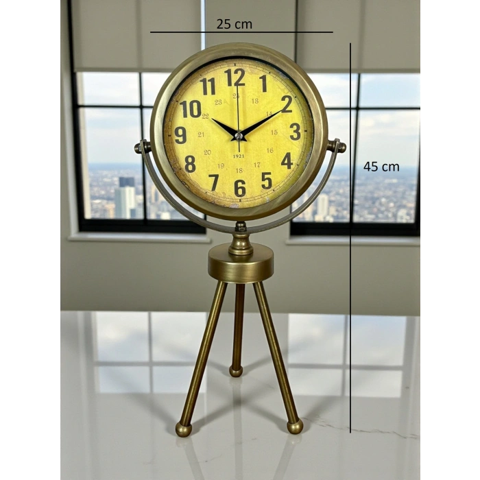 Zentime Eskitme Vintage Üç Ayaklı Masa Saati
